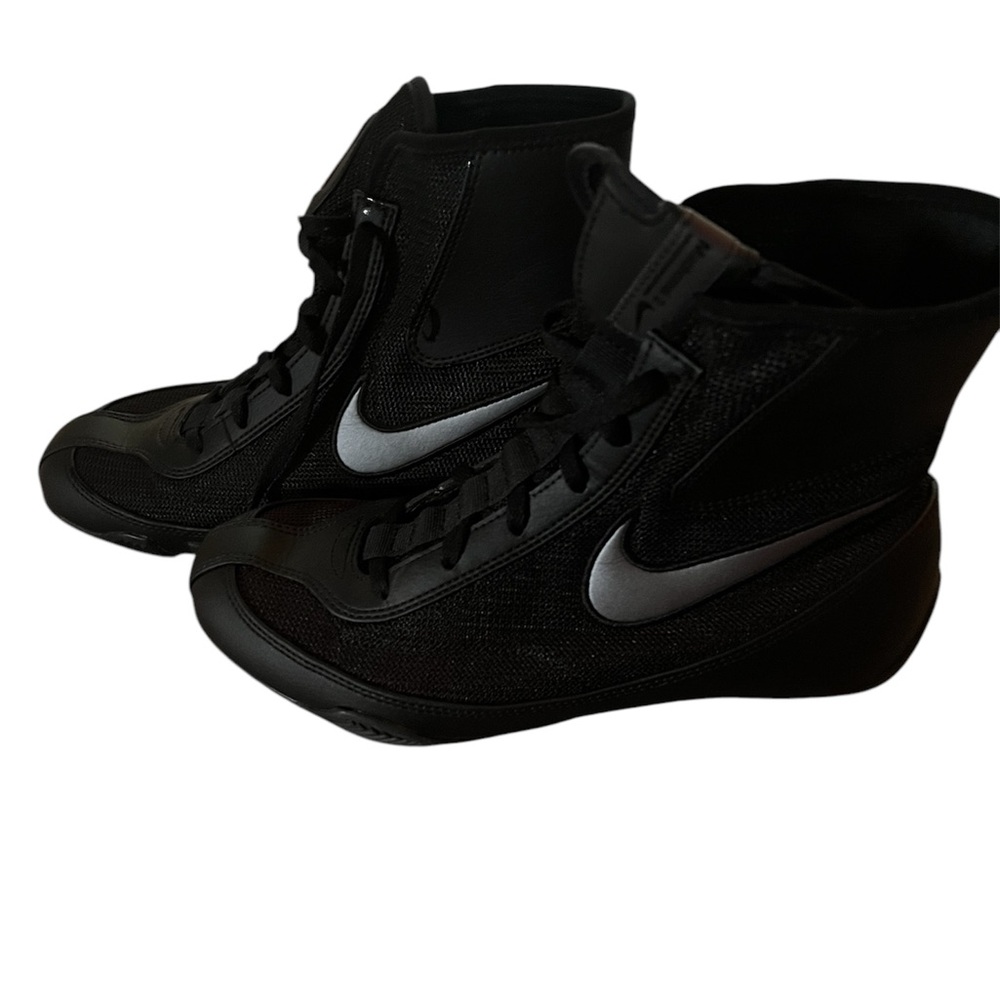 Nike Black and Silver High-Top Sneakers Size 8 Womens